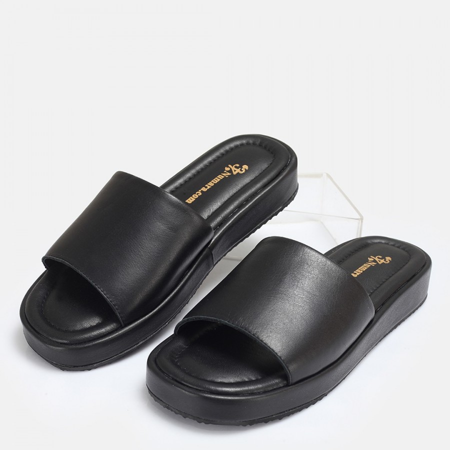 Terlik Siyah Hakiki Deri Comfort