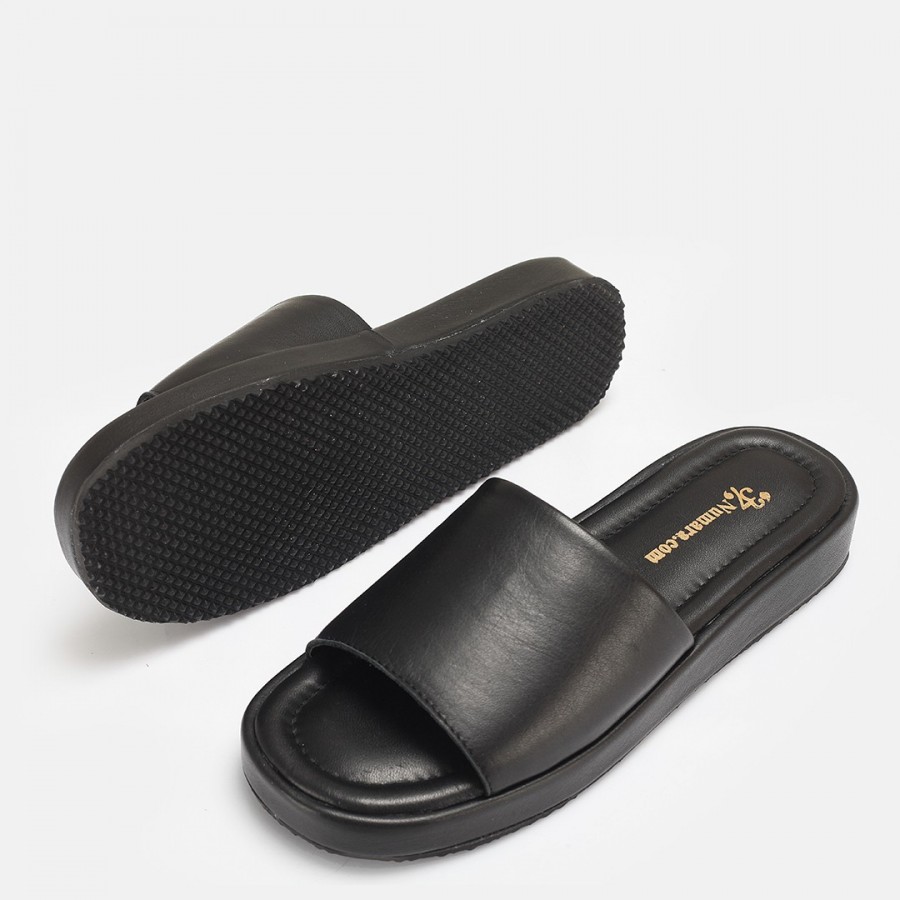 Terlik Siyah Hakiki Deri Comfort