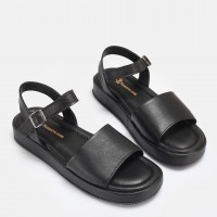 Sandalet Siyah Bantlı Hakiki Deri