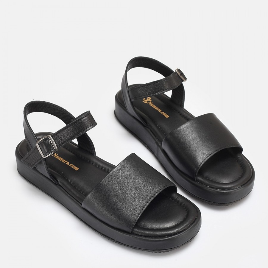 Sandalet Siyah Bantlı Hakiki Deri