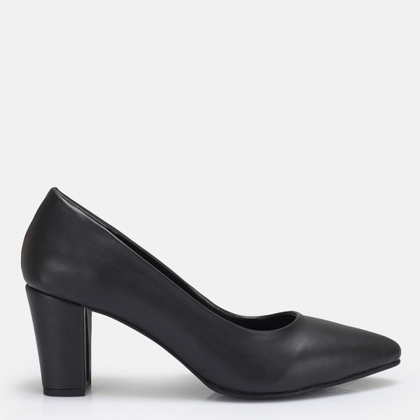 Stiletto Siyah Kalın Topuk