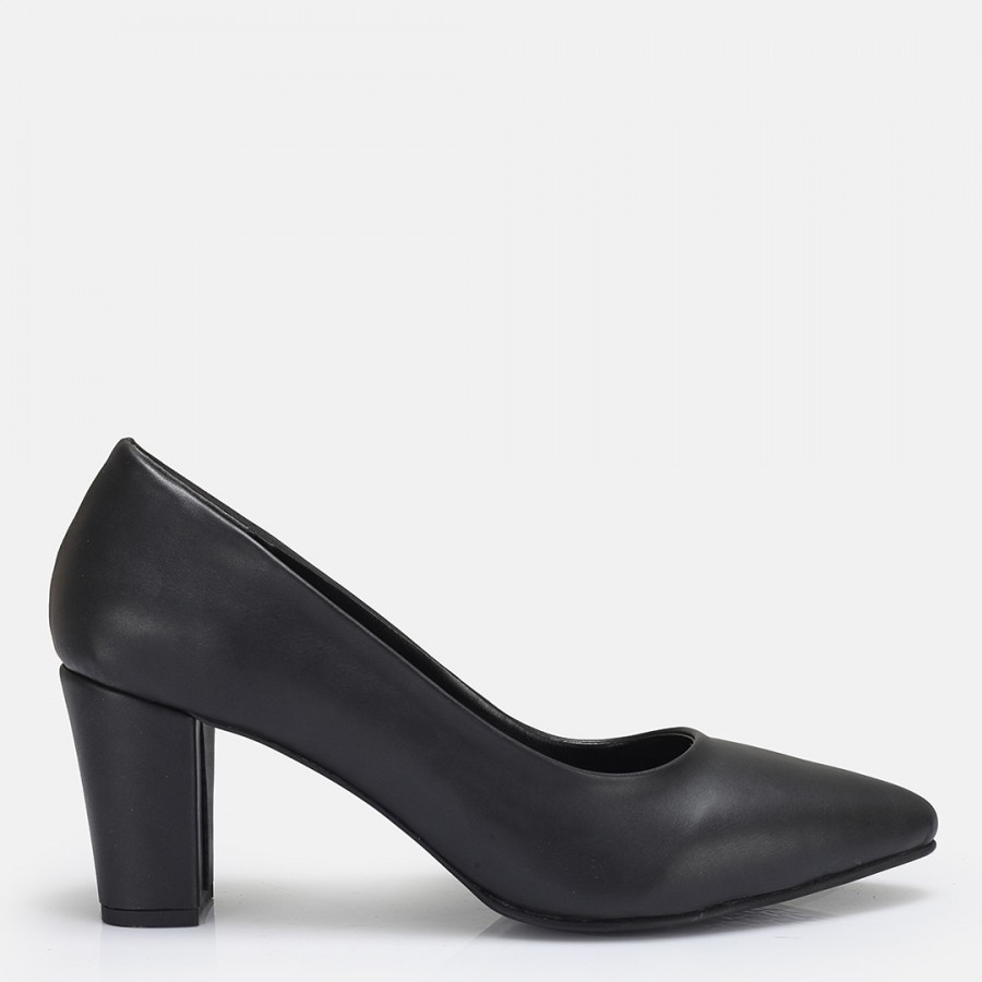 Stiletto Siyah Kalın Topuk