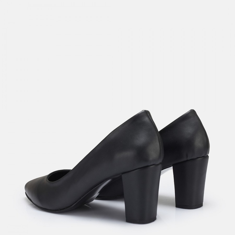 Stiletto Siyah Kalın Topuk