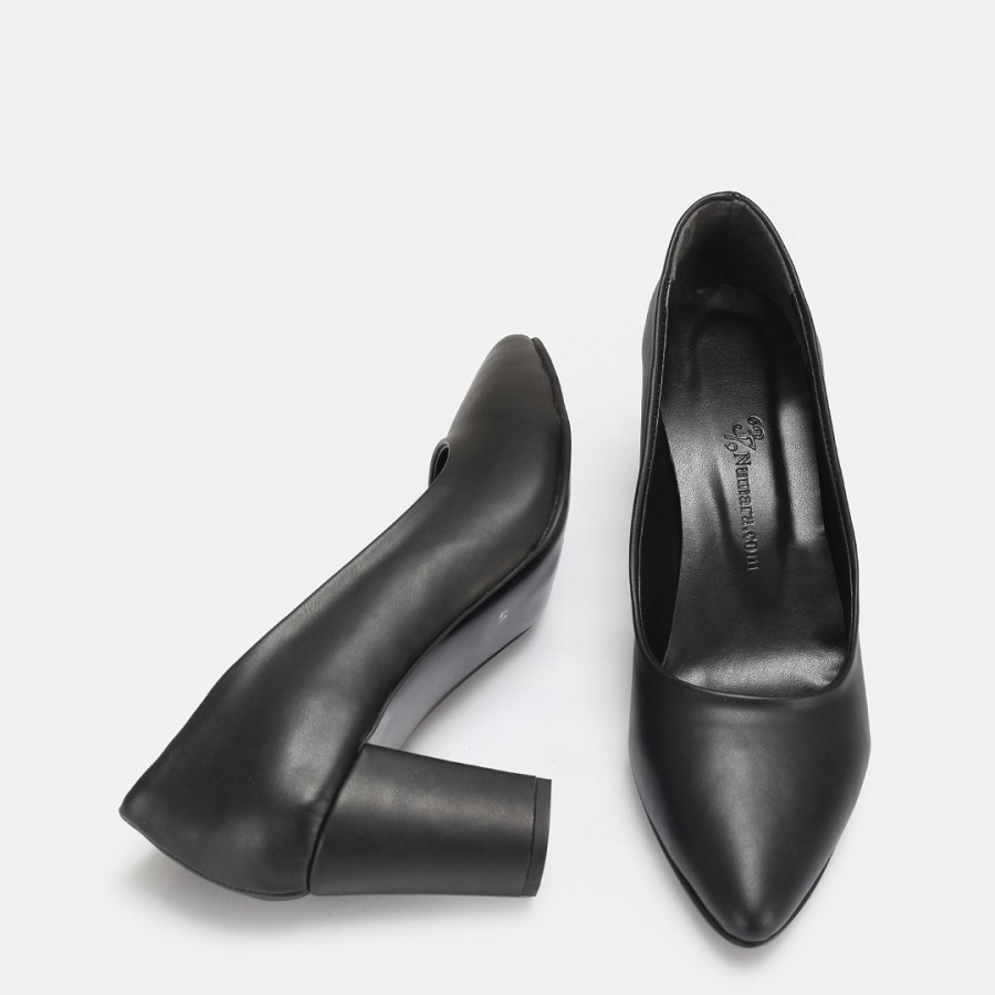 Stiletto Siyah Kalın Topuk