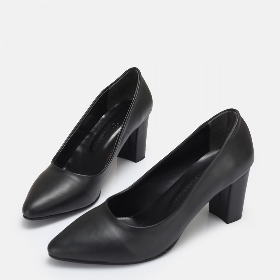 Stiletto Siyah Kalın Topuk