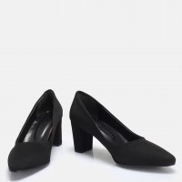 Stiletto Siyah Süet Kalın Topuk