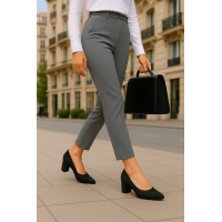 Stiletto Siyah Süet Kalın Topuk