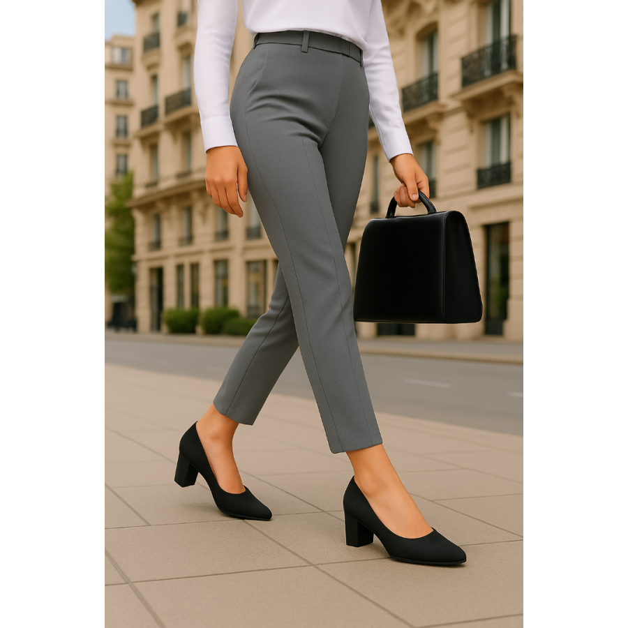 Stiletto Siyah Süet Kalın Topuk