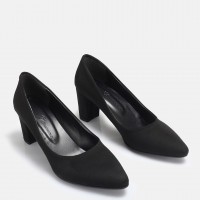 Stiletto Siyah Süet Kalın Topuk