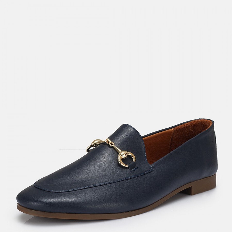 Loafer Ayakkabı Lacivert Hakiki Deri