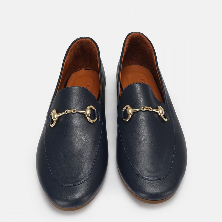 Loafer Ayakkabı Lacivert Hakiki Deri
