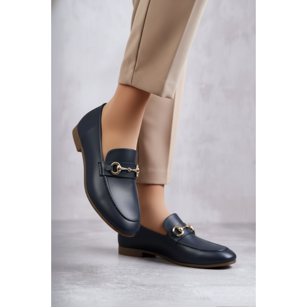 Loafer Ayakkabı Lacivert Hakiki Deri