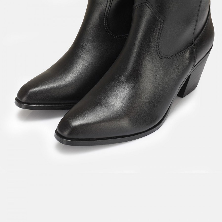 Siyah Az Topuklu Kovboy Model Çizme