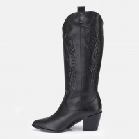 Siyah Az Topuklu Kovboy Model Çizme