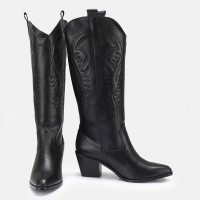 Siyah Az Topuklu Kovboy Model Çizme