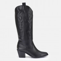 Siyah Az Topuklu Kovboy Model Çizme
