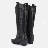 Siyah Az Topuklu Kovboy Model Çizme