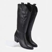 Siyah Az Topuklu Kovboy Model Çizme