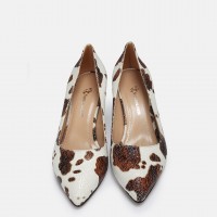 Stiletto Kahverengi Beyaz Desenli