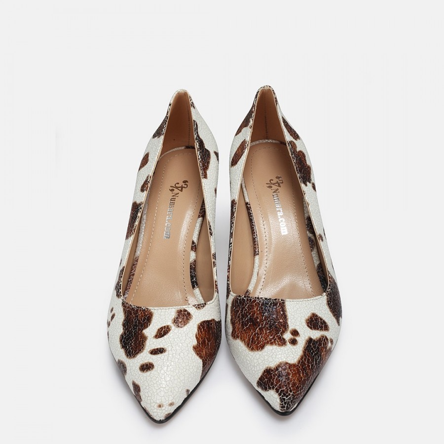Stiletto Kahverengi Beyaz Desenli