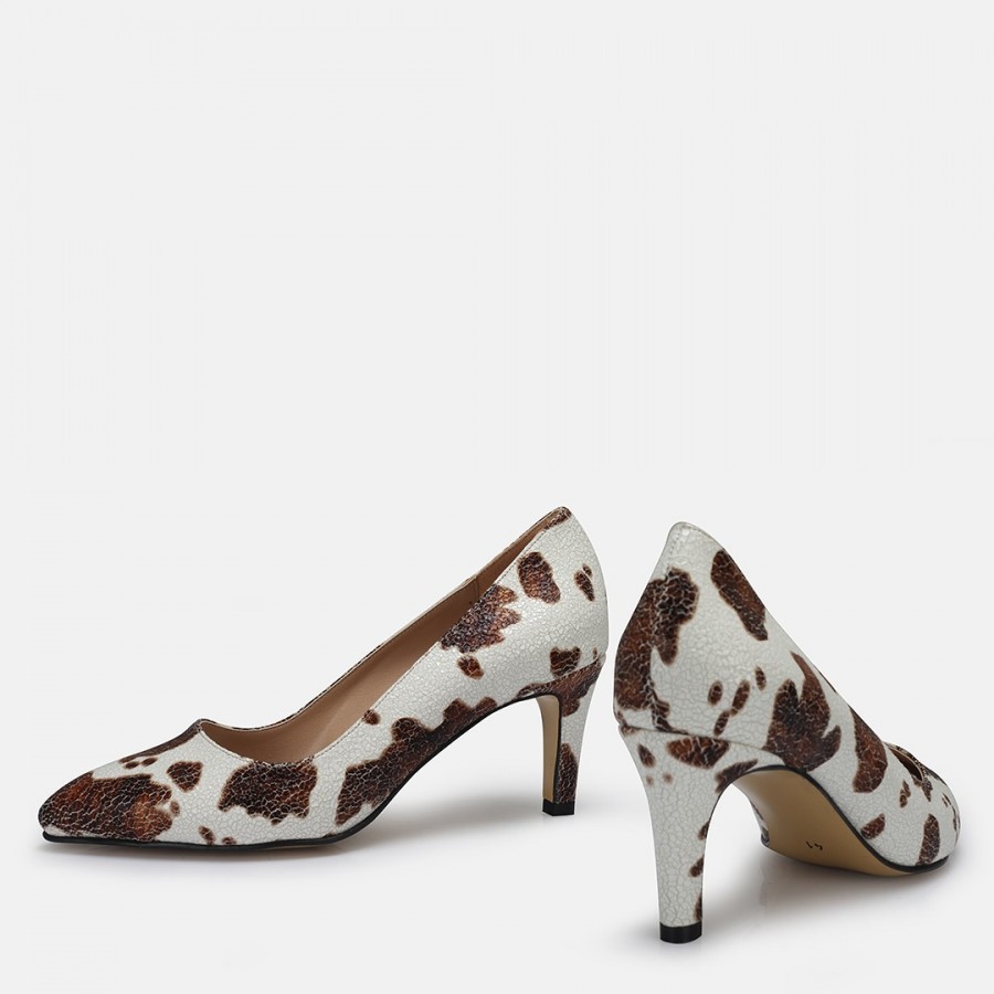 Stiletto Kahverengi Beyaz Desenli