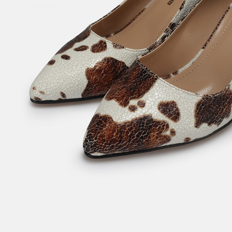 Stiletto Kahverengi Beyaz Desenli