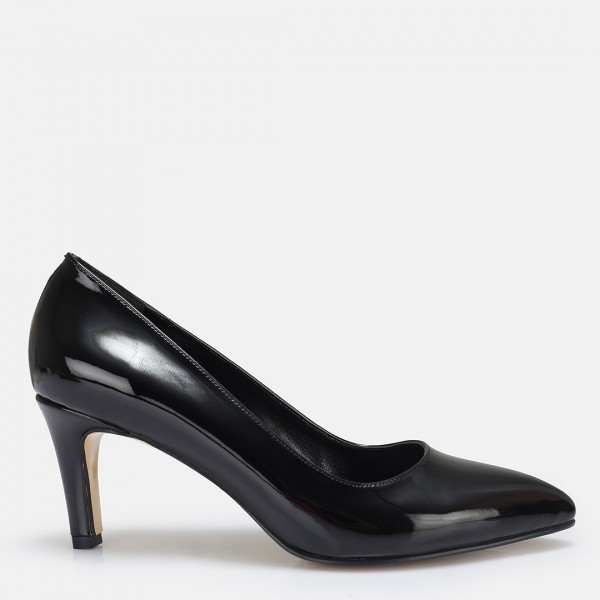 Stiletto Siyah Rugan Topuklu Ayakkabı