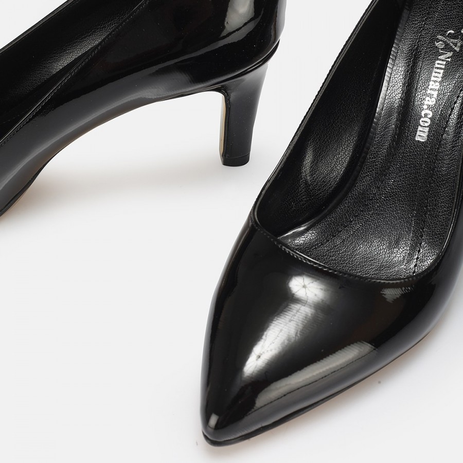 Stiletto Siyah Rugan Topuklu Ayakkabı