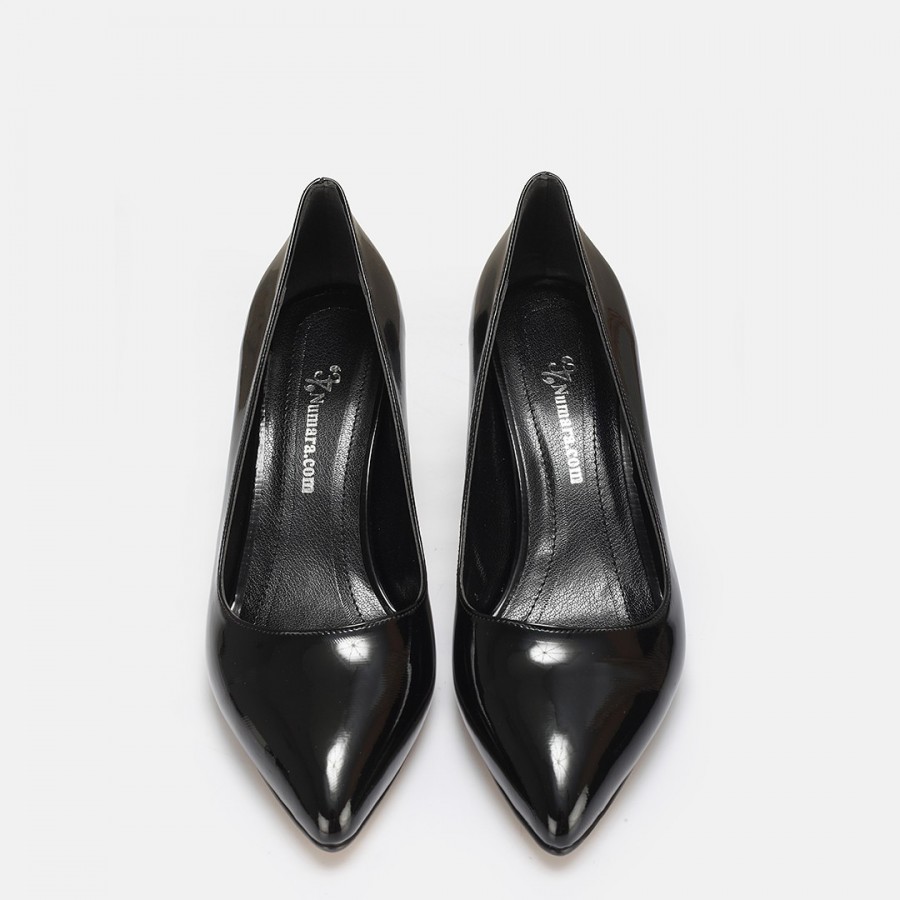 Stiletto Siyah Rugan Topuklu Ayakkabı
