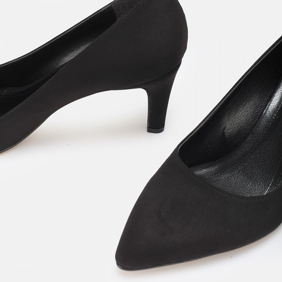 Stiletto Siyah Süet Topuklu Ayakkabı