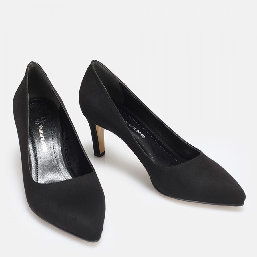 Stiletto Siyah Süet Topuklu Ayakkabı