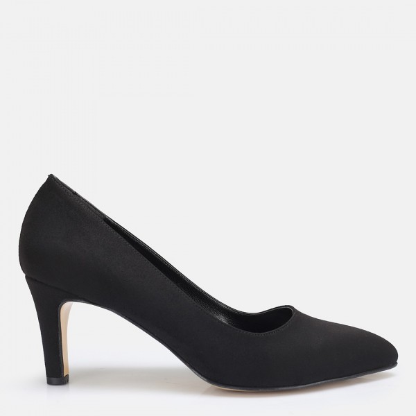 Stiletto Siyah Süet Topuklu Ayakkabı
