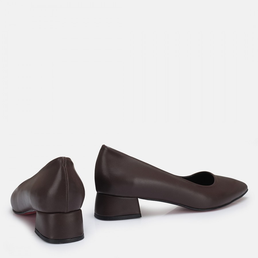 Stiletto Ayakkabı Kahverengi Az Topuklu