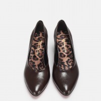 Stiletto Ayakkabı Kahverengi Kalın Topuk