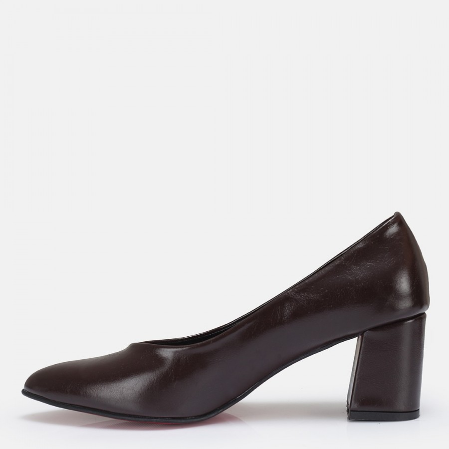 Stiletto Ayakkabı Kahverengi Kalın Topuk