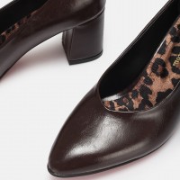 Stiletto Ayakkabı Kahverengi Kalın Topuk
