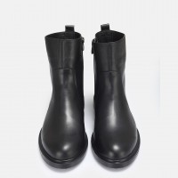 Düz Bot Siyah Hakiki Deri Model