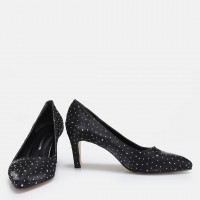 Stiletto Ayakkabı Siyah Saten Taşlı