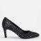 Stiletto Ayakkabı Siyah Saten Taşlı