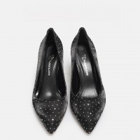Stiletto Ayakkabı Siyah Saten Taşlı