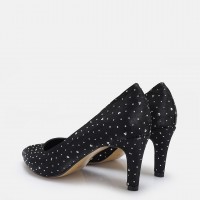 Stiletto Ayakkabı Siyah Saten Taşlı