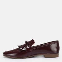 Loafer Ayakkabı Bordo Hakiki Deri Rugan Püsküllü