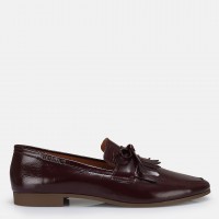 Loafer Ayakkabı Bordo Hakiki Deri Rugan Püsküllü