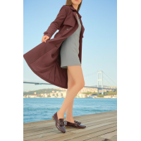 Loafer Ayakkabı Bordo Hakiki Deri Rugan Püsküllü