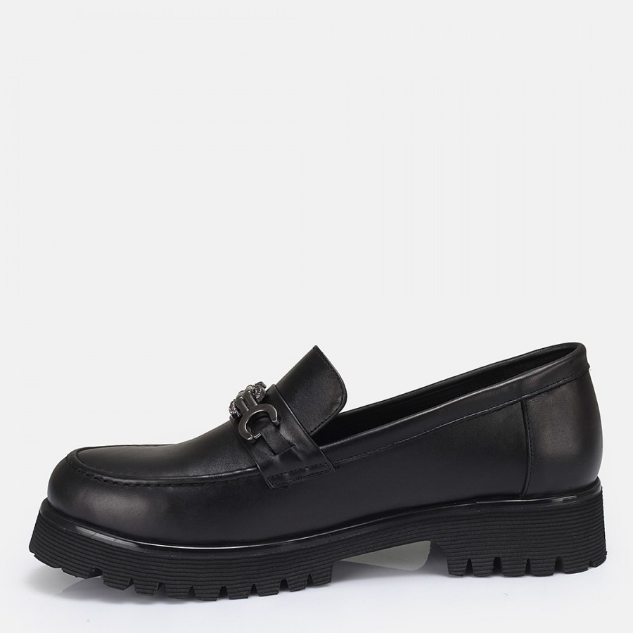 Tokalı Loafer Ayakkabı Siyah Hakiki Deri