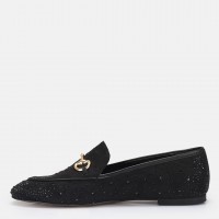 Loafer Ayakkabı Siyah Süet Taşlı