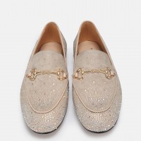 Loafer Ayakkabı Ten Süet Taşlı