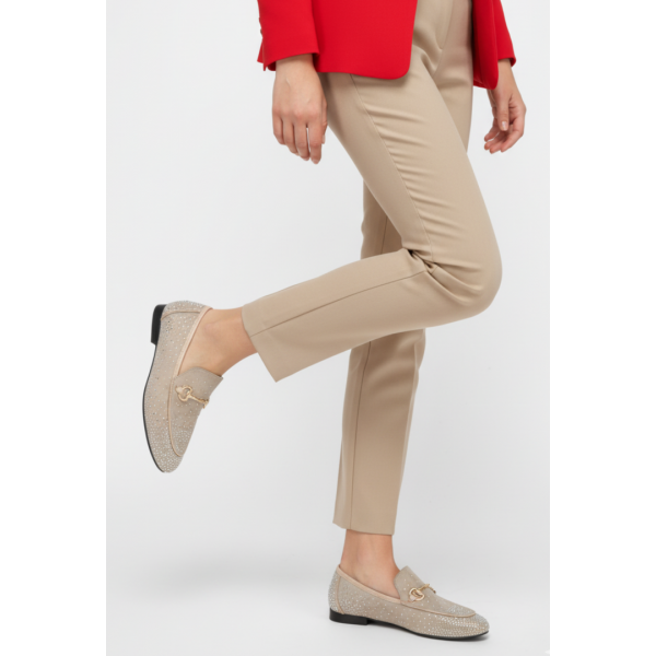 Loafer Ayakkabı Ten Süet Taşlı