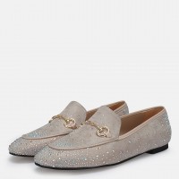 Loafer Ayakkabı Ten Süet Taşlı