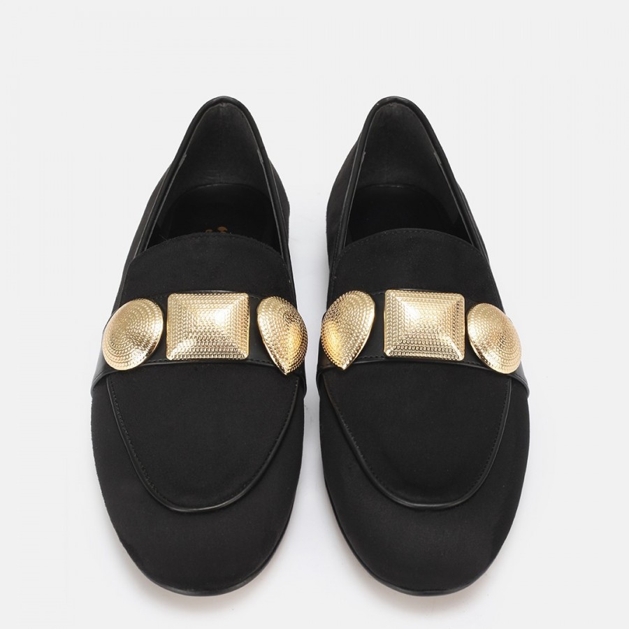 Loafer Ayakkabı Siyah Süet Tokalı